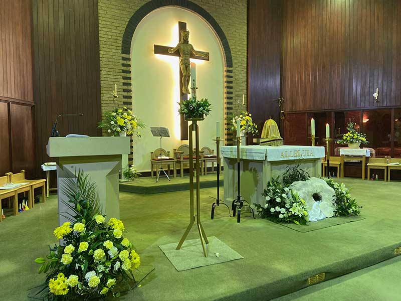 Picture of the front entrance and path to Our Lady & St. Werburgh Catholic Church